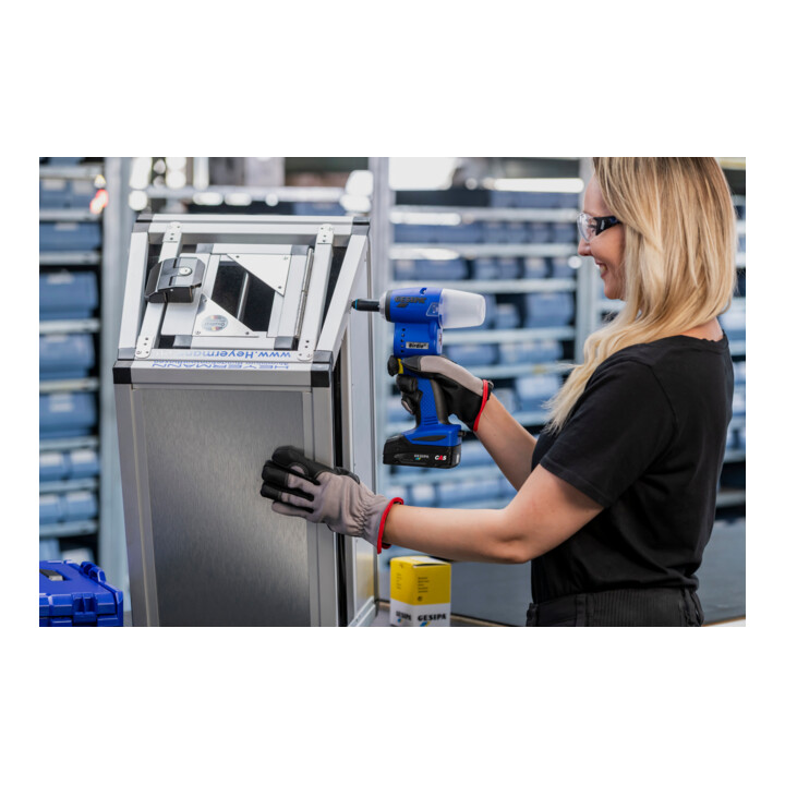 Riveteuse sans fil Gesipa Birdie avec 2x batterie 2,0 Ah et 1x chargeur, dans carton