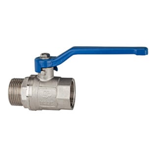 RIEGLER Robinet à tournant sphérique »valve line«, levier manuel bleu, MS nickelé