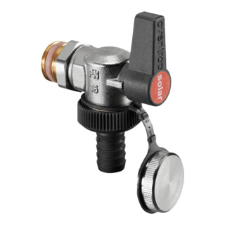 Robinet à boisseau sphérique KFE Oventrop Optiflex pour Solar DN 15 équerre, nickelé