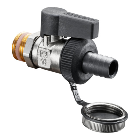 Robinet à boisseau sphérique OV Optiflex 1/2 nickelé avec collier de serrage + bouchon