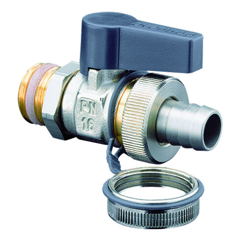 Robinet à boisseau sphérique OV Optiflex 1/2 nickelé avec collier de serrage + bouchon