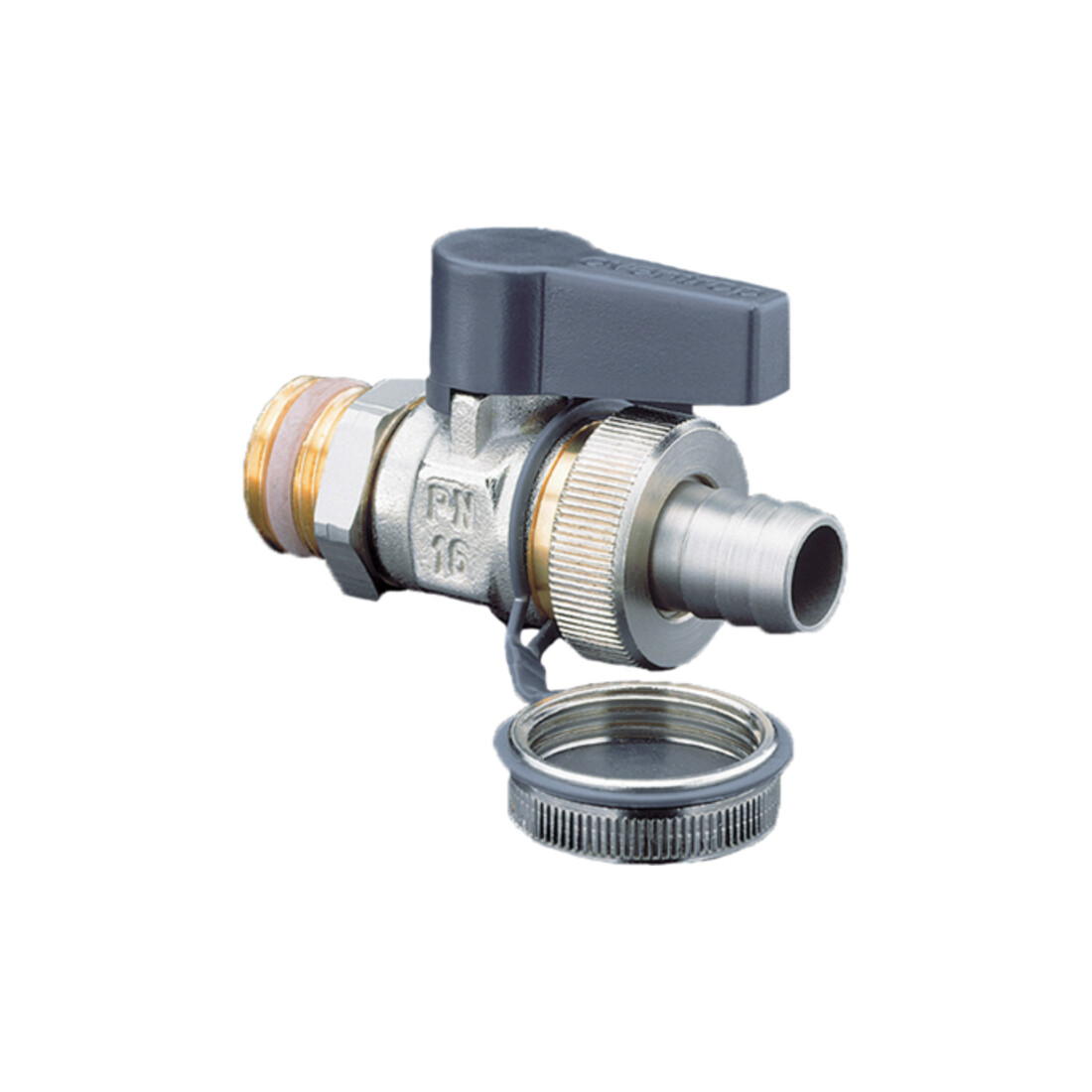 Robinet à boisseau sphérique OVOptiflex,DN10,3/8AG avec raccord de tuyau et fermeture, laiton,vern.