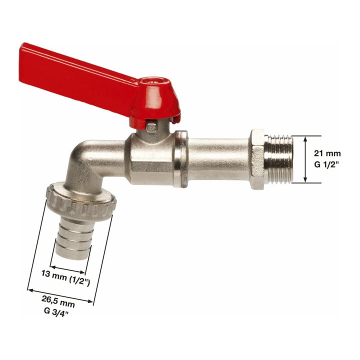 Robinet d'écoulement à bille GARDENA, avec filetage de 26,5 mm (G 3/4) / pour tuyaux de 13 mm (1/2")