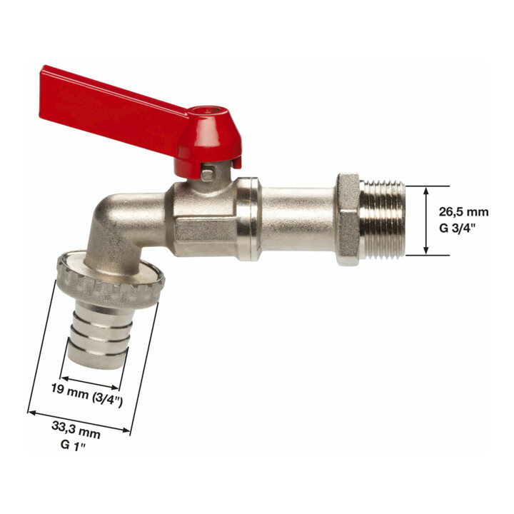 Robinet d'écoulement à bille GARDENA, avec filetage de 33,3 mm (G 1) / pour tuyaux de 19 mm (3/4")