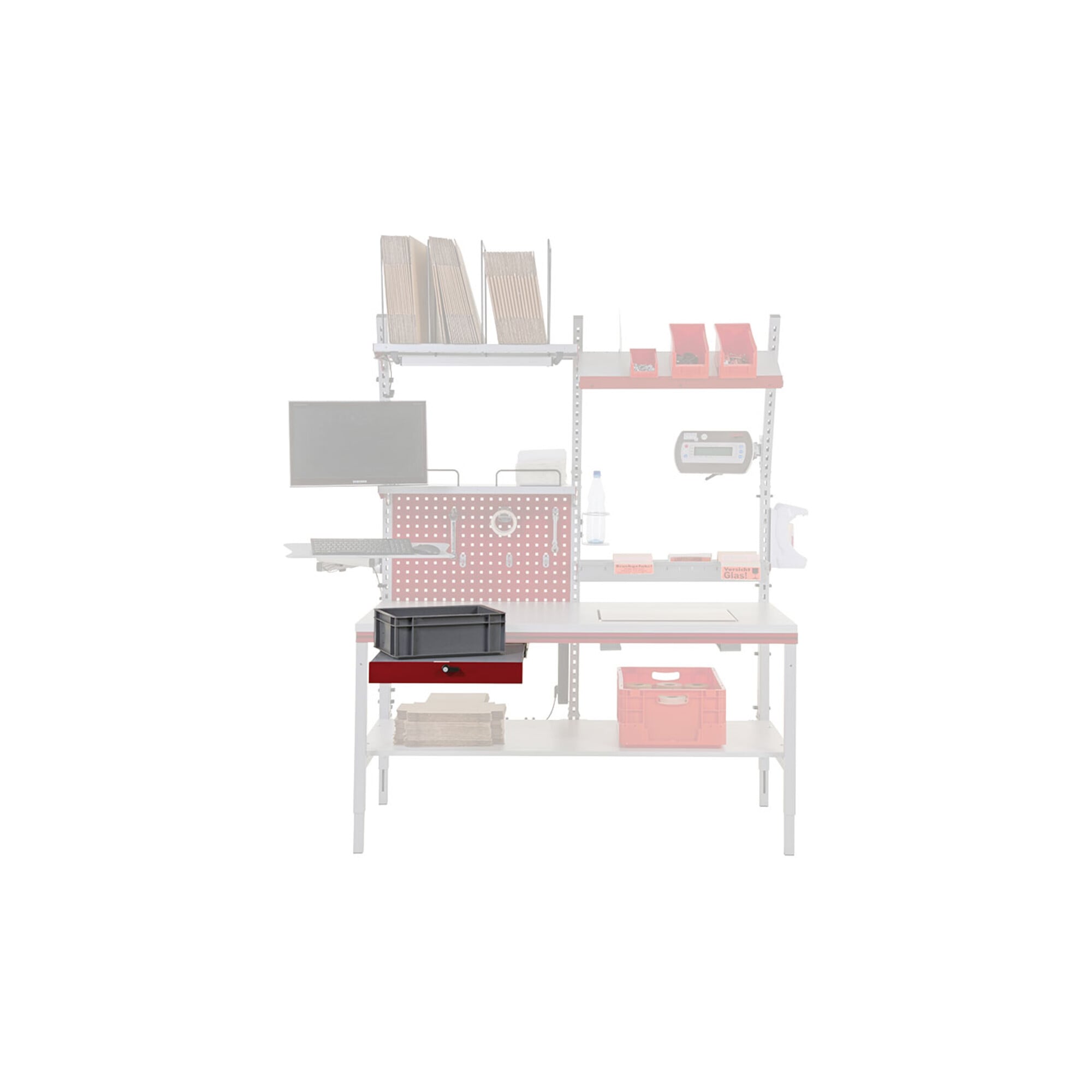 Rocholz Arbeitsflächenerweiterung SYSTEM FLEX 580x500x140 mm RAL9006/3003