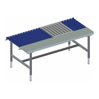 Rocholz Rollenbahntisch mit Arbeitsfläche und Waage SYSTEM 2000 1955x920x710-960 mm Kurbelverstellung