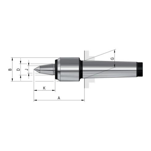 RÖHM Mitlaufende Körnerspitze K04VL MK3 60G