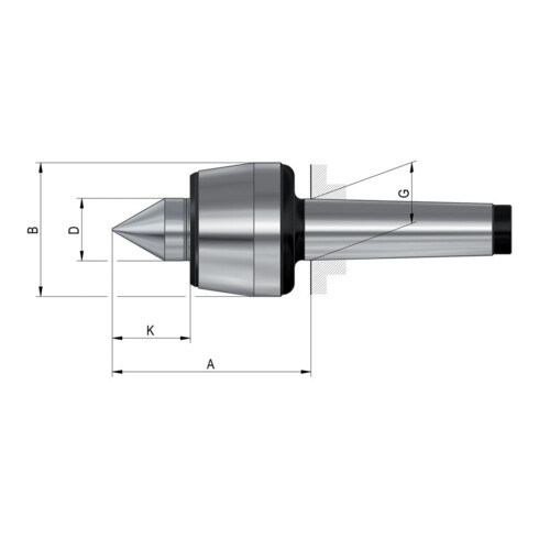 RÖHM Mitlaufende Körnerspitze K116H MK6 60G