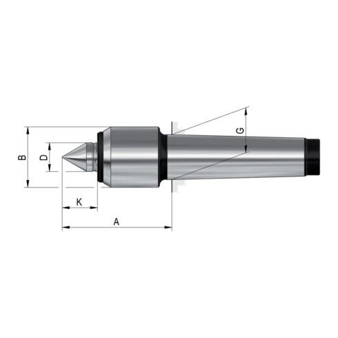 RÖHM Mitlaufende Körnerspitze K14 MK6 60G