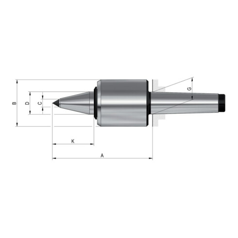 RÖHM Mitlaufende Körnerspitze K755/66 MK5 60G
