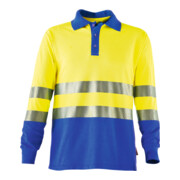 Rofa Multinorm-Poloshirt Langarm, gelb / kornblau, Unisex-Größe: L