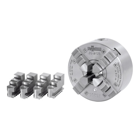 Mandrin de tour RÖHM à 4 mors en fonte, centrage cylindrique