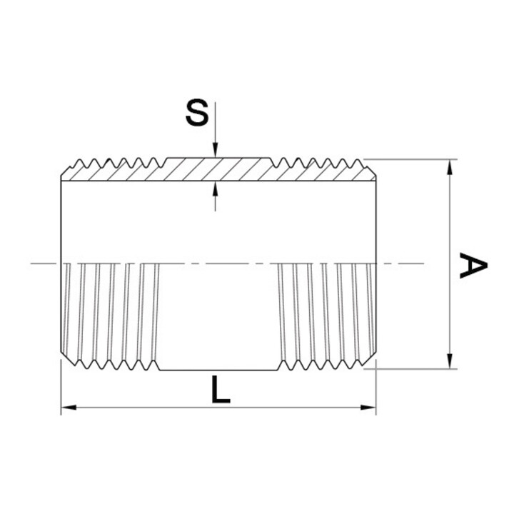 Rohrdoppelnippel EN 10226-1 NPS 1/2 Zoll 80mm SPRINGER