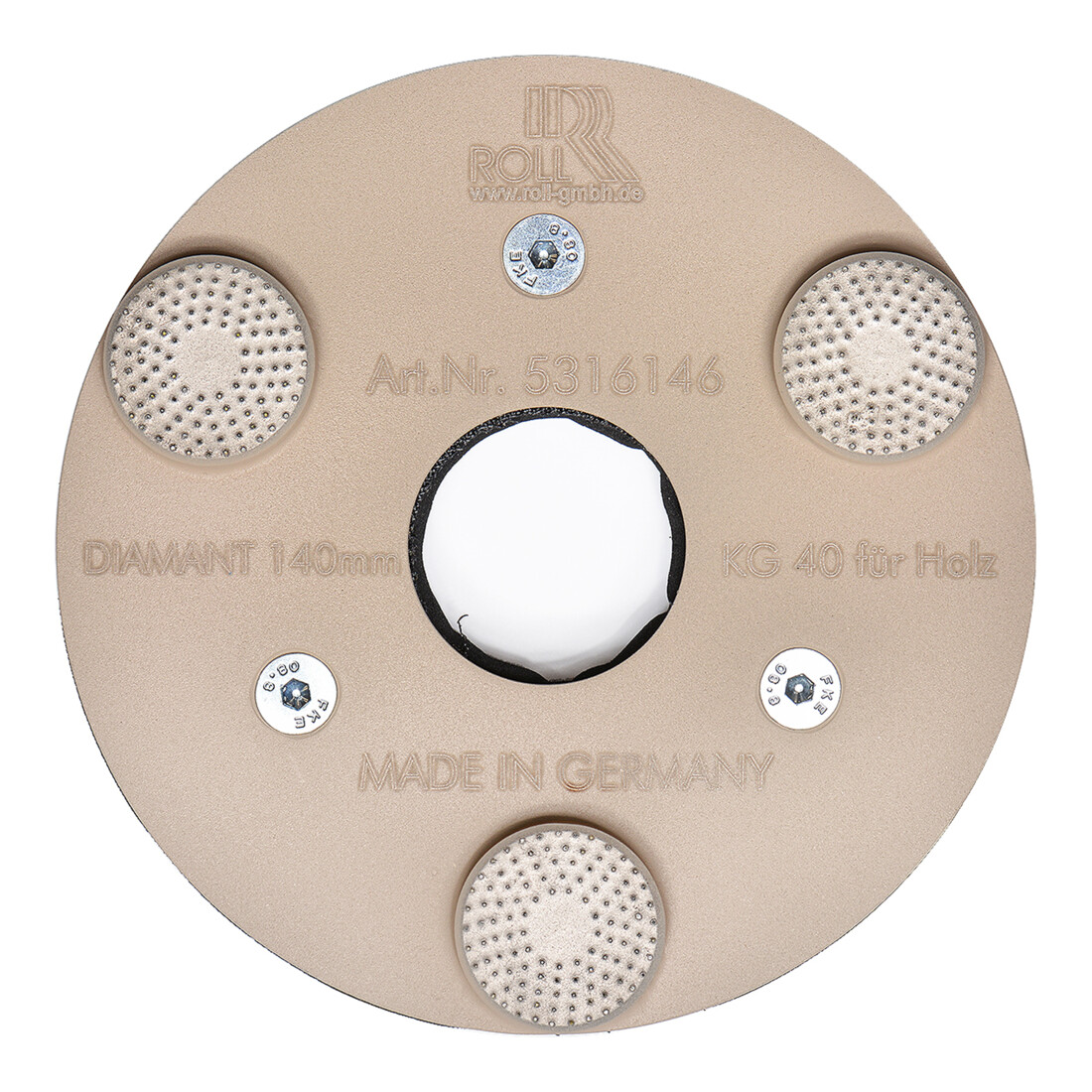Roll Diamante 140mm, KG40 per legno con supporto base