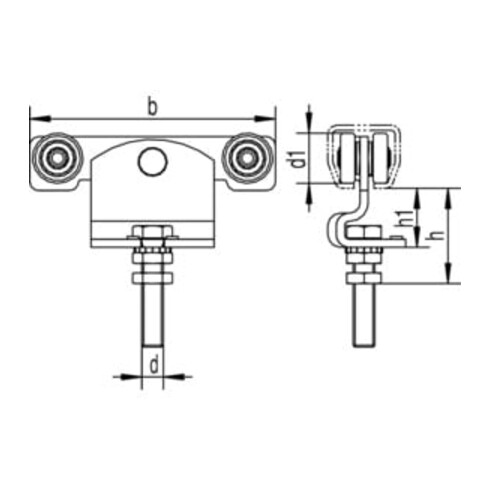Rollapparat 491 Trgf.150kg doppelpaarig Profil 400 doppelpaarig f.Profil 400