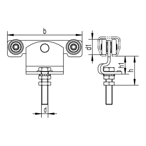 Rollapparat 491 Trgf.150kg doppelpaarig Profil 400 doppelpaarig f.Profil 400
