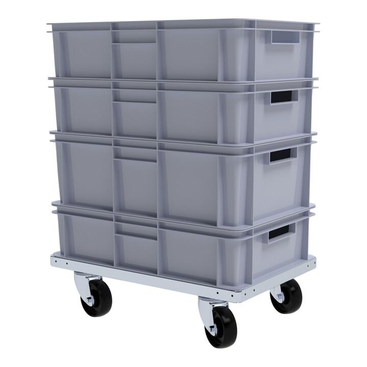 rolldolly® Châssis INDUSTRY 400 x 600 mm Ø 100 mm PP noir ESD