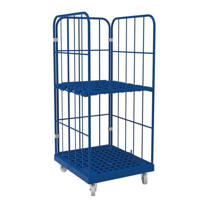 rolltainer® 1450 KU Kunststoffbodenwagen 724 x 815 mm blau 3-seitig