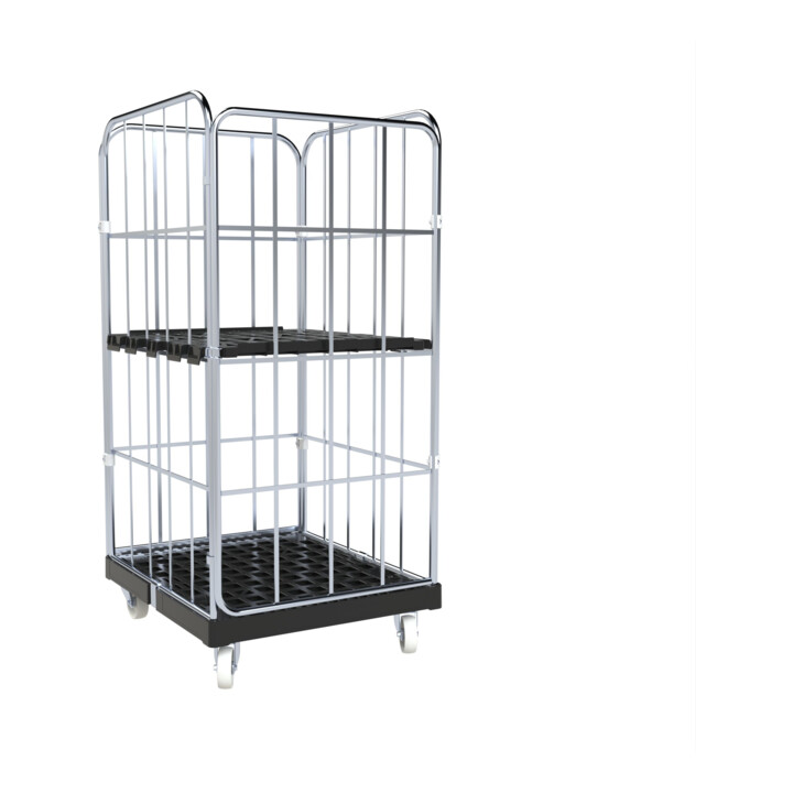 rolltainer® BASIC 724 x 815 mm 4 côtés ø 20 mm Cr 3 bleu galvanisé