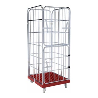 rolltainer® Chariot de transport 1650 KU rouge 724 x 815 mm paroi avant rabattable Cr 3