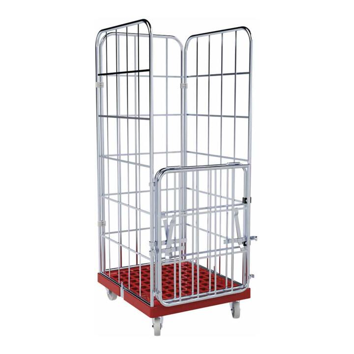 rolltainer® Chariot de transport 1650 KU rouge 724 x 815 mm paroi avant rabattable Cr 3