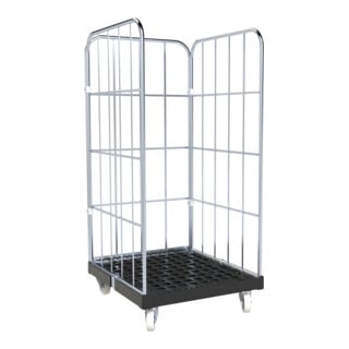 rolltainer® Chariot de transport BASIC 724 x 815 mm 3 côtés bleu galvanisé ø 20 mm