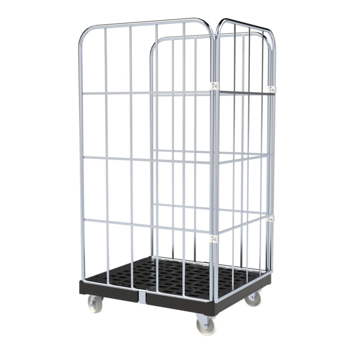 rolltainer® Chariot de transport BASIC 724 x 815 mm 3 côtés bleu galvanisé ø 20 mm