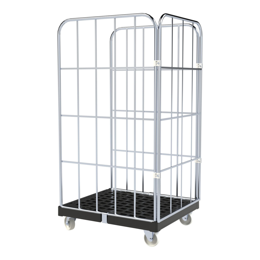 rolltainer® Chariot de transport BASIC 724 x 815 mm 3 côtés bleu galvanisé ø 20 mm