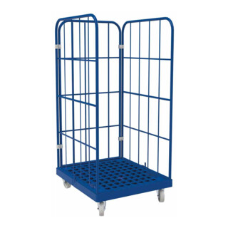 rolltainer® kunststofbodem 1350 KU 724 x 815 mm blauw 3-zijdig