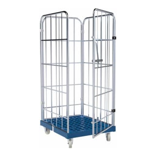 HMH rolltainer® Kunststoffboden 1460 KU blau 724 x 815 mm 4-seitig Cr 3
