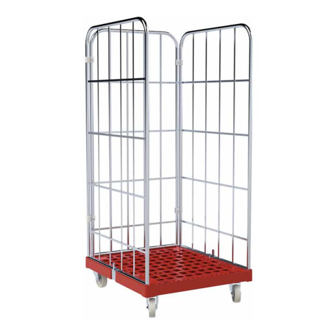 HMH rolltainer® Kunststoffboden 1460 KU rot 724 x 815 mm 3-seitig Cr 3