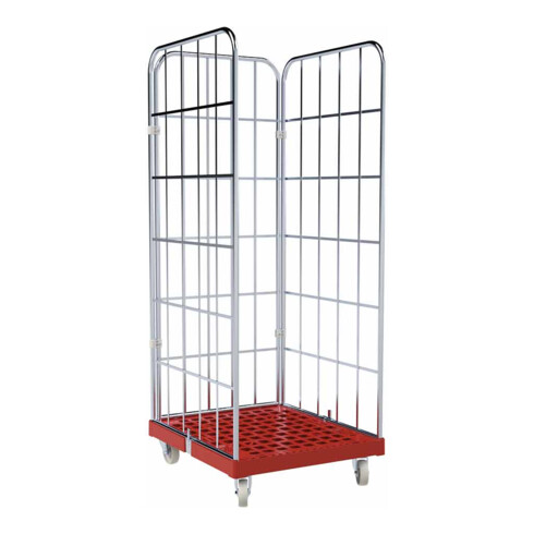 HMH rolltainer® Kunststoffboden 1650 KU rot 724 x 815 mm 3-seitig Cr 3