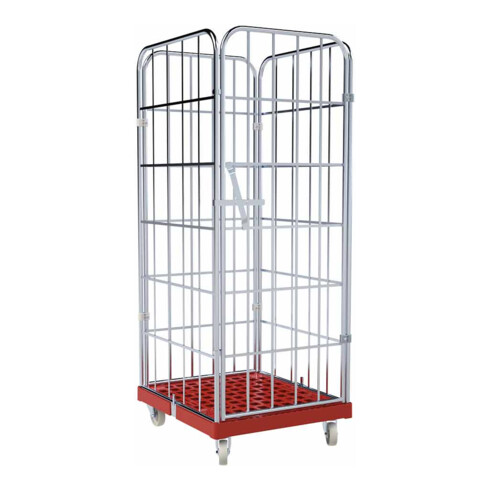 HMH rolltainer® Kunststoffboden 1650 KU rot 724 x 815 mm 4-seitig Cr 3