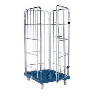rolltainer® Plancher plastique 1460 KU bleu 724 x 815 mm 4 côtés Cr 3