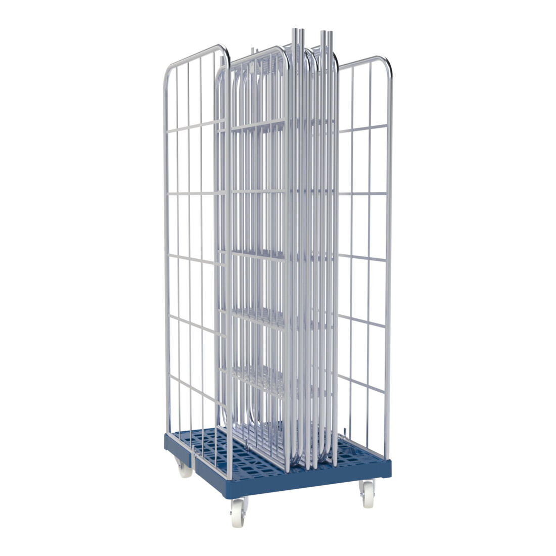 rolltainer® Plateau roulant 1650 avec système d’emboîtement bleu 724 x 815 mm double face