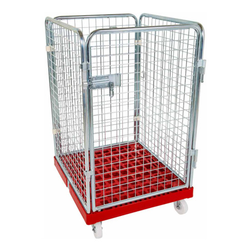 HMH rolltainer® Rollbehälter ADB 1020 KU rot 724 x 815 mm 4-seitig 1 Tür