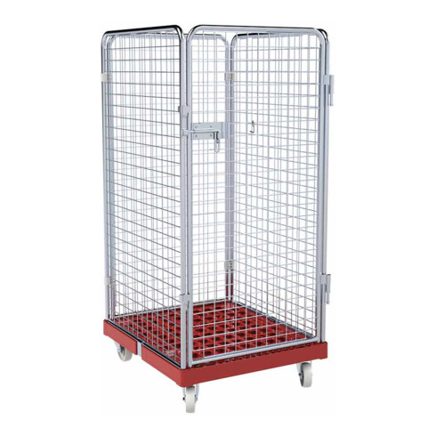 HMH rolltainer® Rollbehälter ADB 1350 KU rot 724 x 815 mm 4-seitig 1 Tür Cr 3