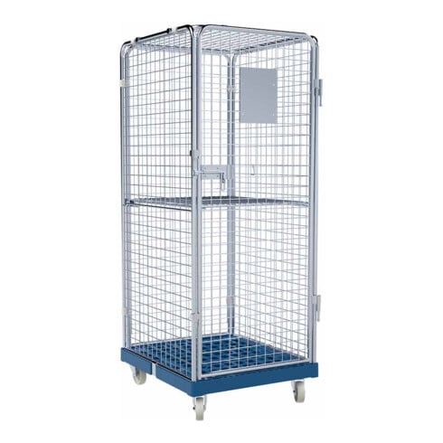 rolltainer® Rollbehälter ADB 1600 KU blau 724 x 815 mm 5-seitig 1 Tür 1 ZWB klappbar