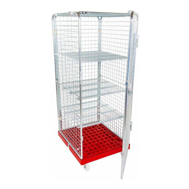 rolltainer® Rollbehälter ADB 1600 KU rot 724 x 815 mm 5-seitig 1 Tür 1 ZWB klappbar
