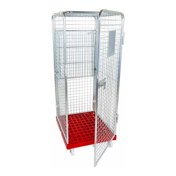 rolltainer® Rollbehälter ADB 1600 KU rot 724 x 815 mm 5-seitig 1 Tür 1 ZWB klappbar