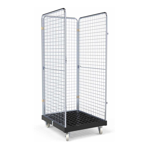 HMH rolltainer® Rollbehälter ADB 1600 KU schwarz 724 x 815 mm 3-seitig Cr 3