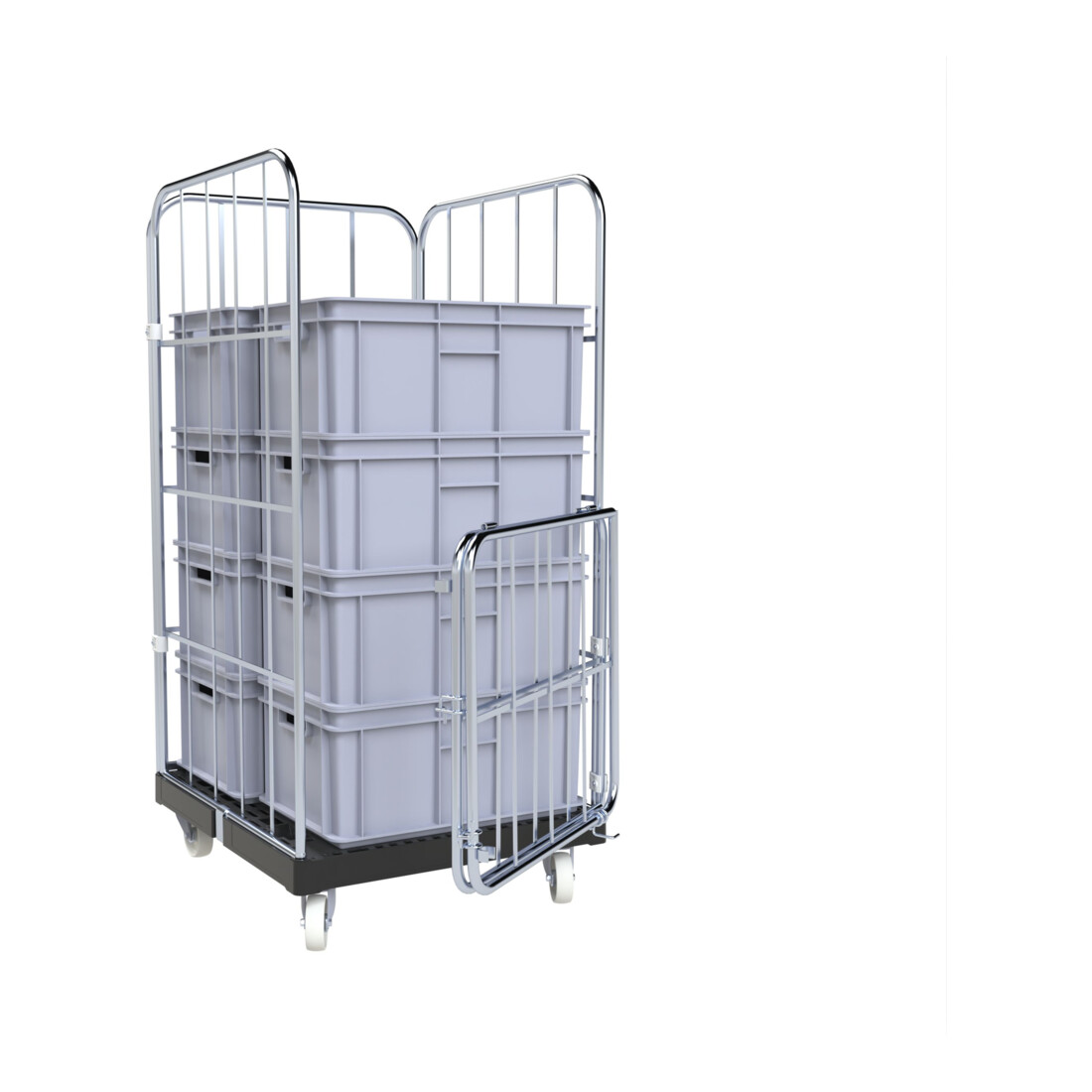 rolltainer® Rollcontainer BASIC 724 x 815 mm 4-zijdig Cr 3 blauw verzinkt