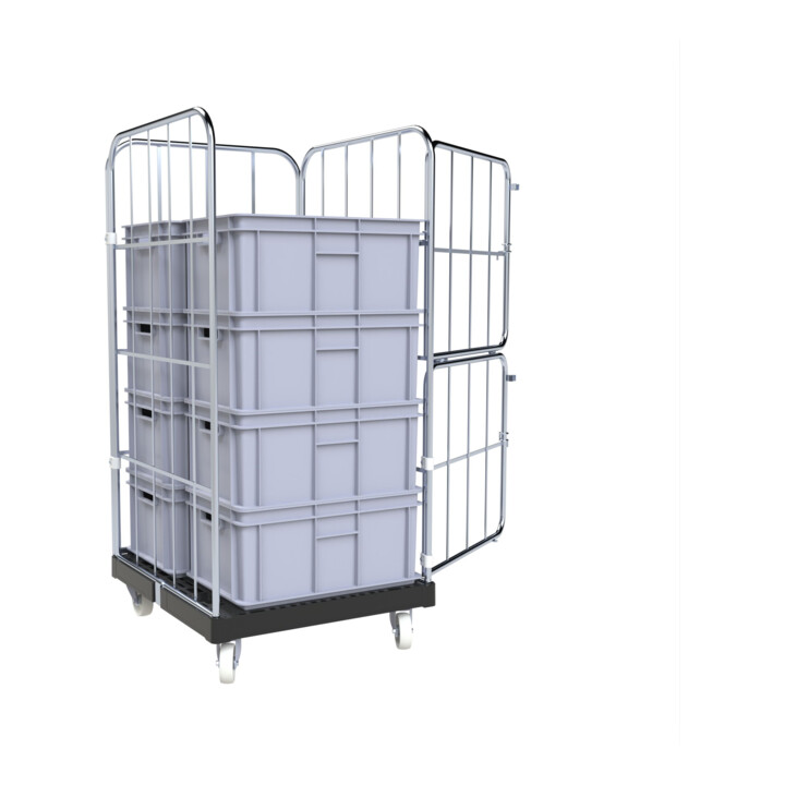 rolltainer® Rollcontainer BASIC 724 x 815 mm 4-zijdig Cr 3 blauw verzinkt