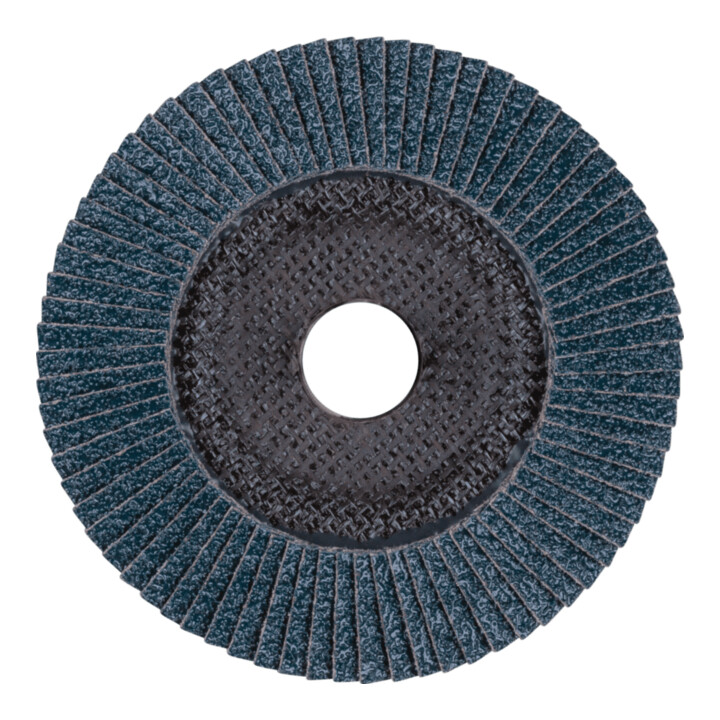 Rondelle à lamelles PFERD POLIFAN PFC 125x22,23 mm conique Z80 Ligne Uni PSF STEELOX Acier/Inox