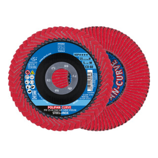 Rondelles dentelées PFERD POLIFAN PFR 125-M CO60 SGP CURVE STEELOX