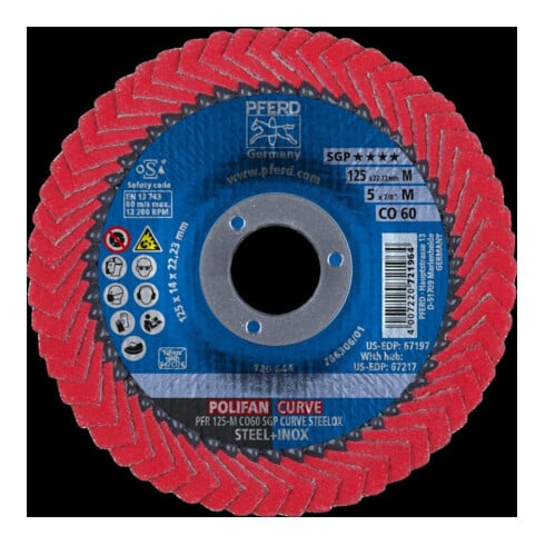 Rondelles dentelées PFERD POLIFAN PFR 125-M CO60 SGP CURVE STEELOX