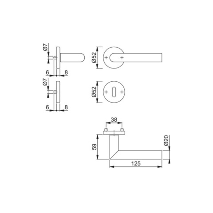 Rosaces poignées Hoppe Amsterdam E1400Z/42KV/42KVS classe 3 OB VK 8 mm inox