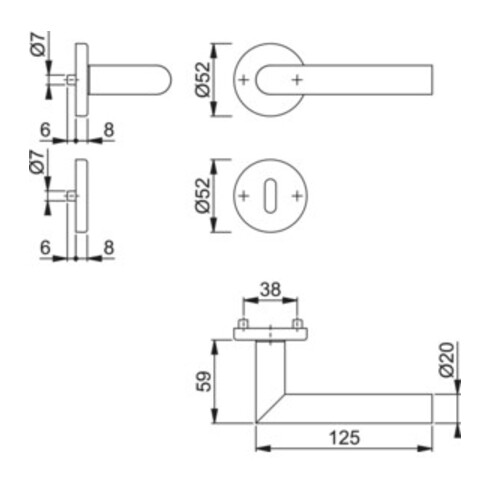 Rosaces poignées Hoppe Amsterdam E1400Z/42KV/42KVS classe 3 OB VK 8 mm inox