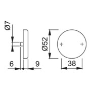 Rosette 42KVS blind F1 Alu natur Türdicke 37-42mm duraplus®-3