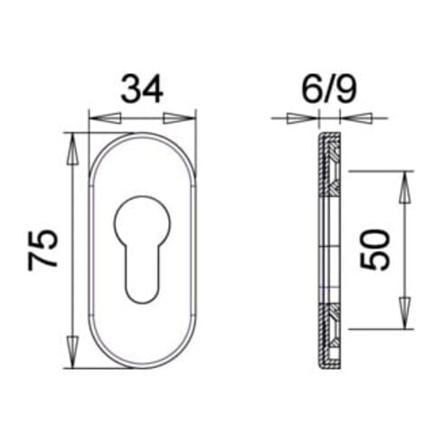 Rosette à clés 0813 VA VA EST Epaisseur du blindage 6mm PZ ov.